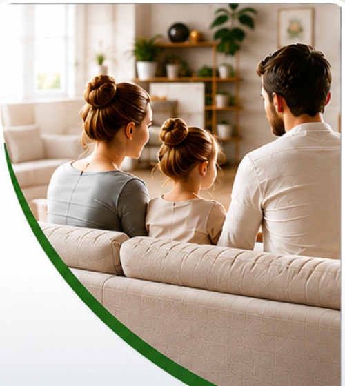 Famille profitant d’un intérieur propre et agréable